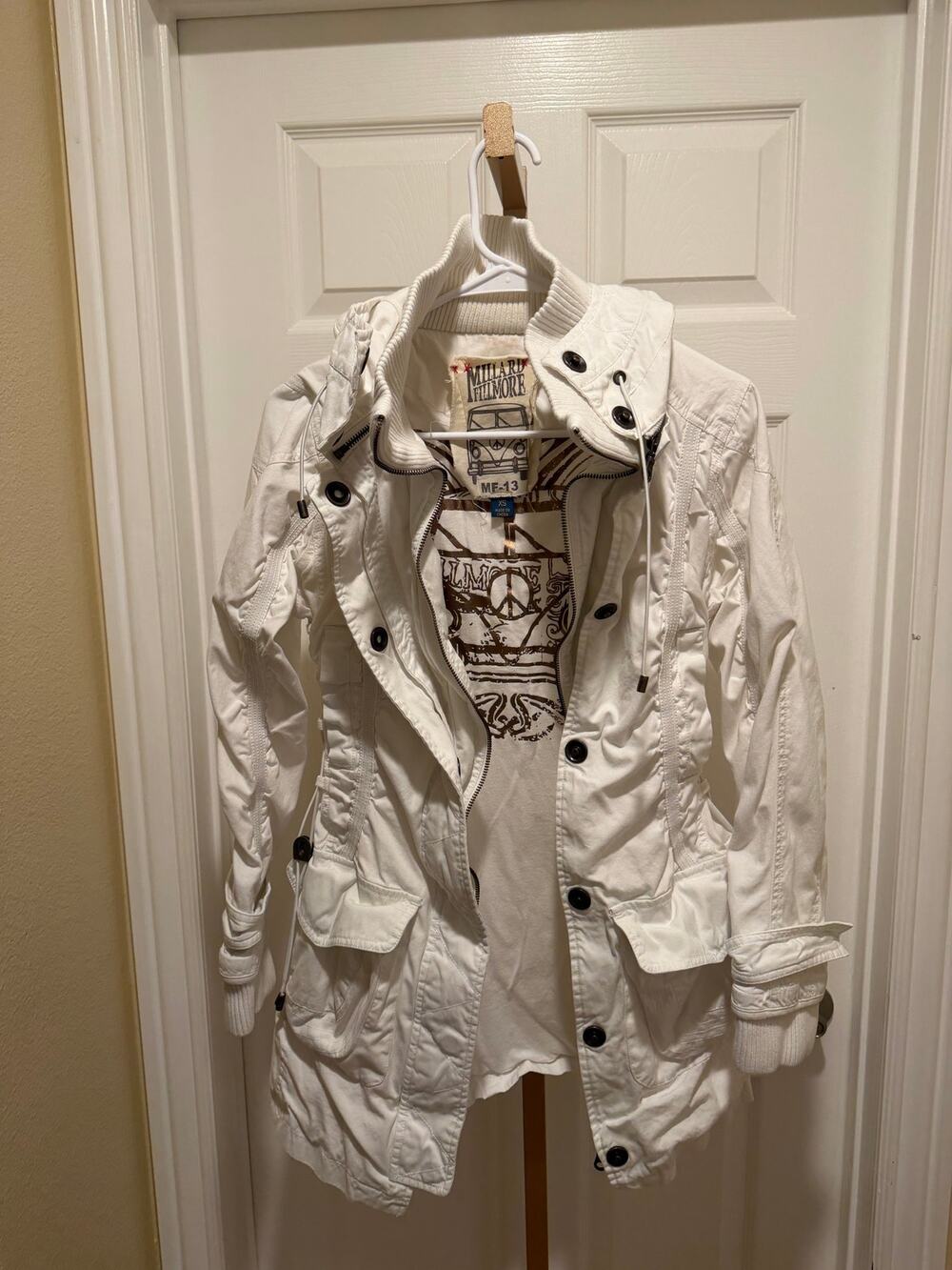 Anthropologie Millard Fillmore MF-13 Cotton Anorak Utility Jacket , White, XS